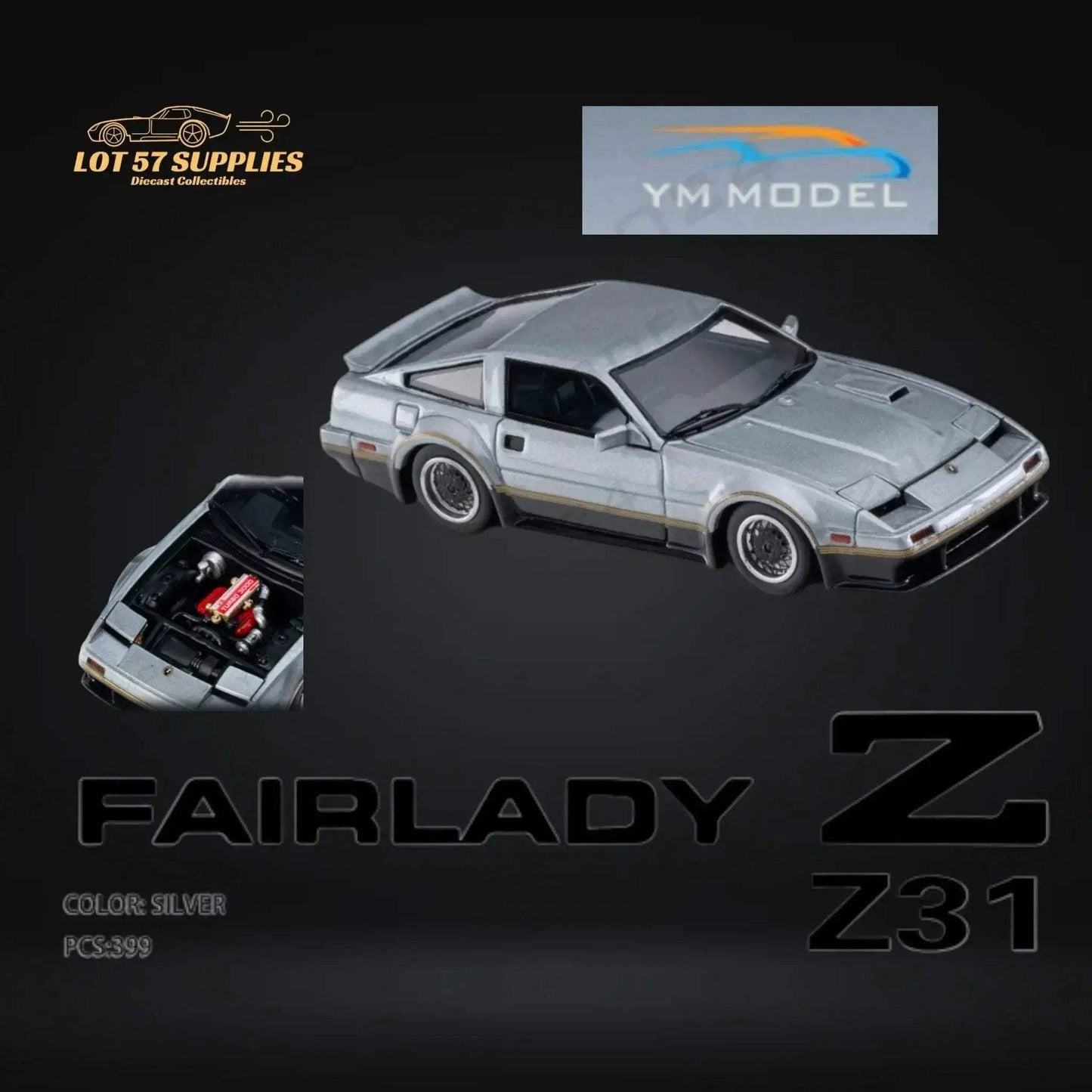 (Pre-Order) YM Model 1984 Nissan Fairlady Z Z31 300SX T-Shaped Roof 1:64 Limited to 399 PCS YM-Z31-SIL - ToylandEU
