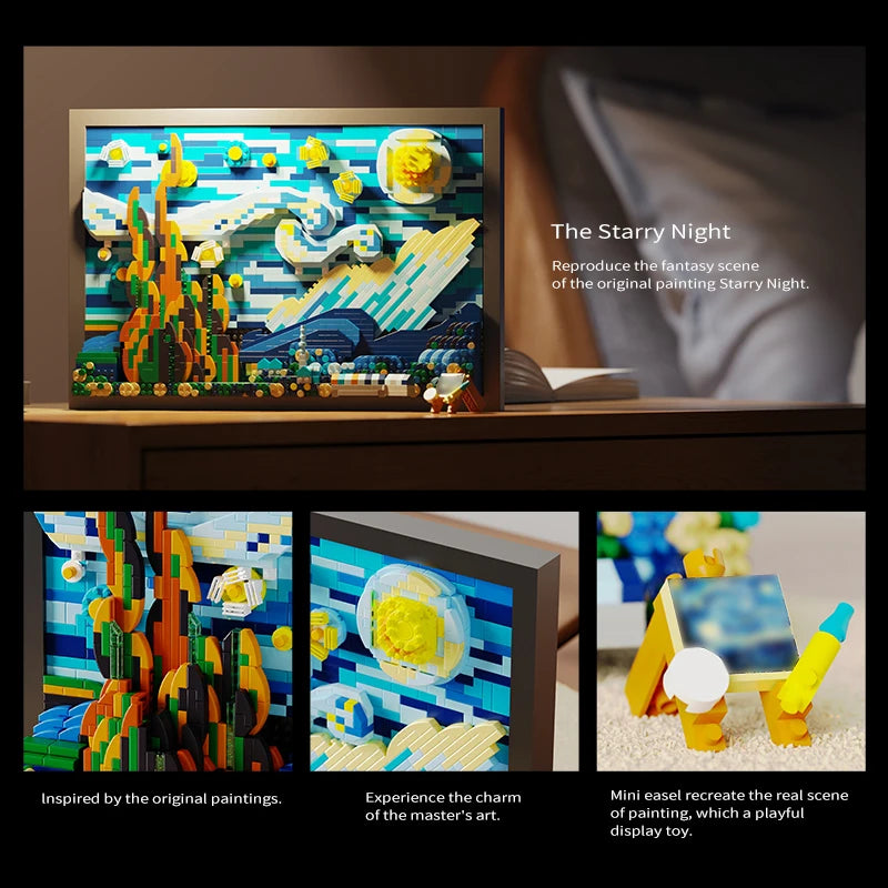 Premium 1731 Piece Creative 3D Oil Painting Building Blocks Set With Famous Art Photo Frame For Adults And Kids - ToylandEU