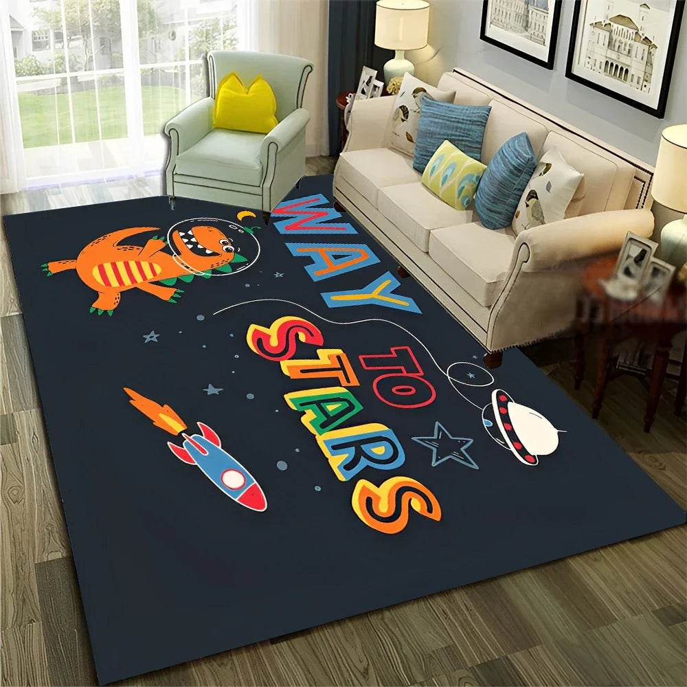Premium 3D Dino Cartoon Space Rug Non Slip For Kids Room - ToylandEU