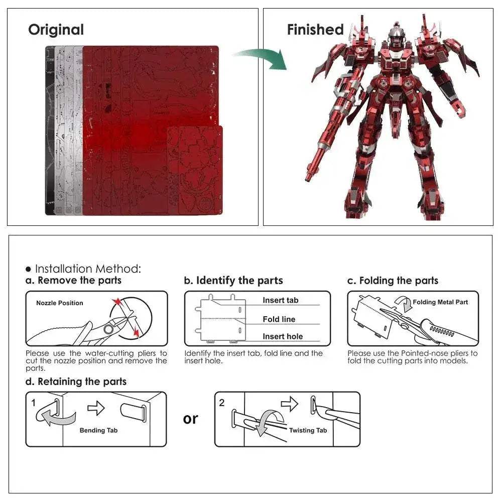 Premium 3D Metal Puzzle Kit Red Thunder Model Building Toy for Adults and Teens - ToylandEU