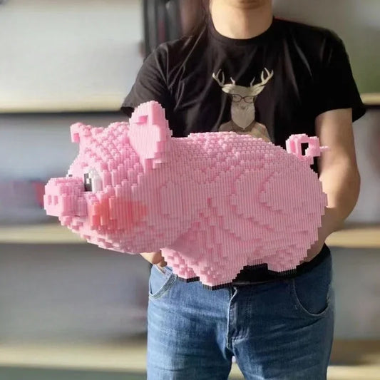 Premium 3D Model DIY Mini Diamond Blocks Building Toy Animal World Pink Smile Pig For Kids Gift - ToylandEU