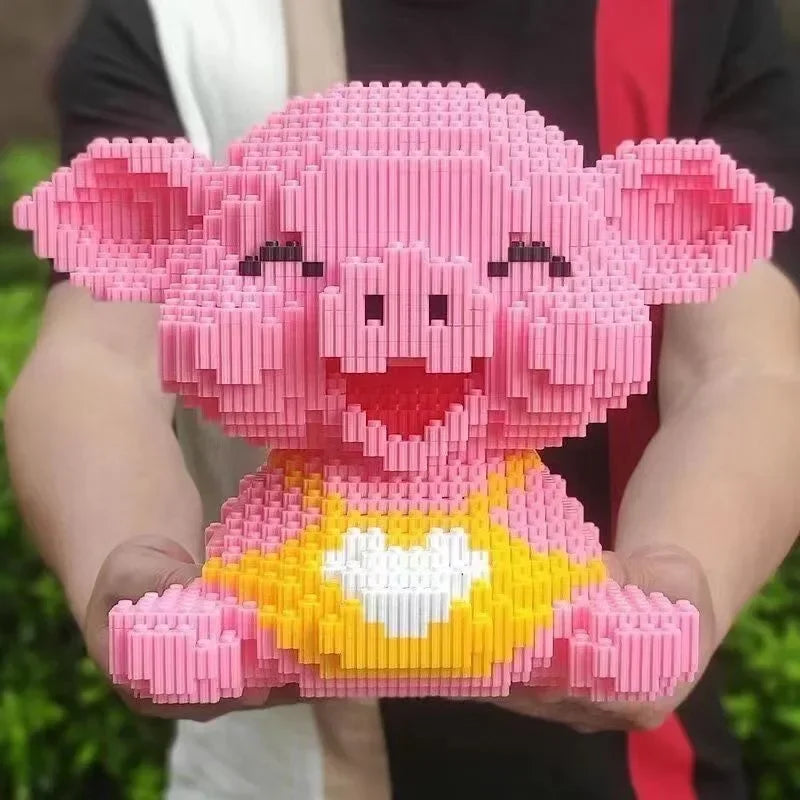 Premium 3D Model DIY Mini Diamond Blocks Building Toy Animal World Pink Smile Pig For Kids Gift - ToylandEU