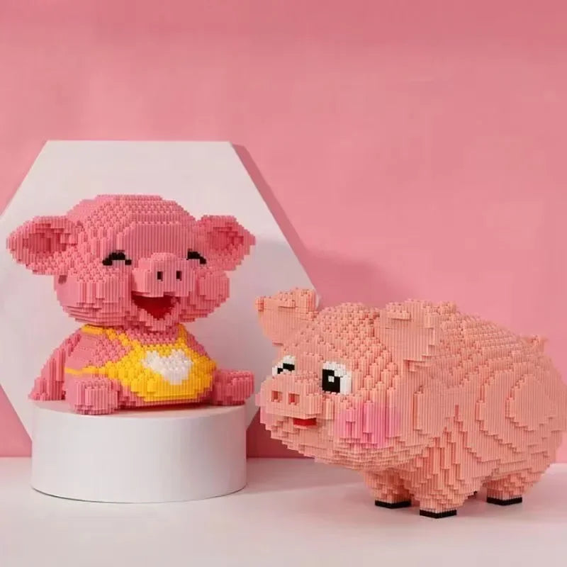 Premium 3D Model DIY Mini Diamond Blocks Building Toy Animal World Pink Smile Pig For Kids Gift - ToylandEU
