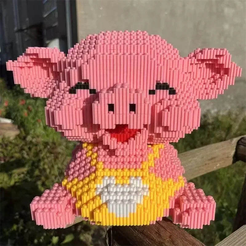 Premium 3D Model DIY Mini Diamond Blocks Building Toy Animal World Pink Smile Pig For Kids Gift - ToylandEU