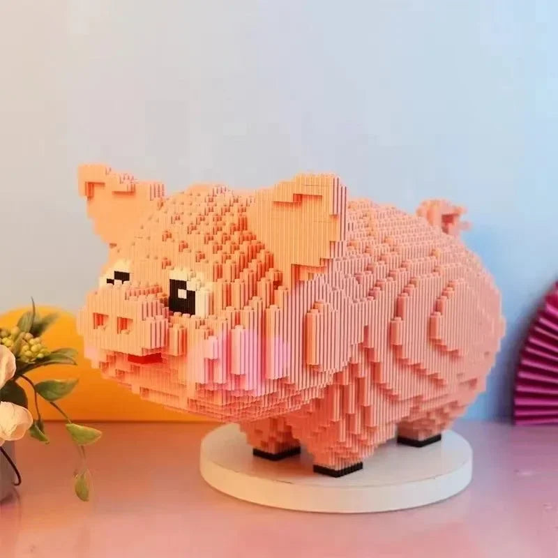 Premium 3D Model DIY Mini Diamond Blocks Building Toy Animal World Pink Smile Pig For Kids Gift - ToylandEU
