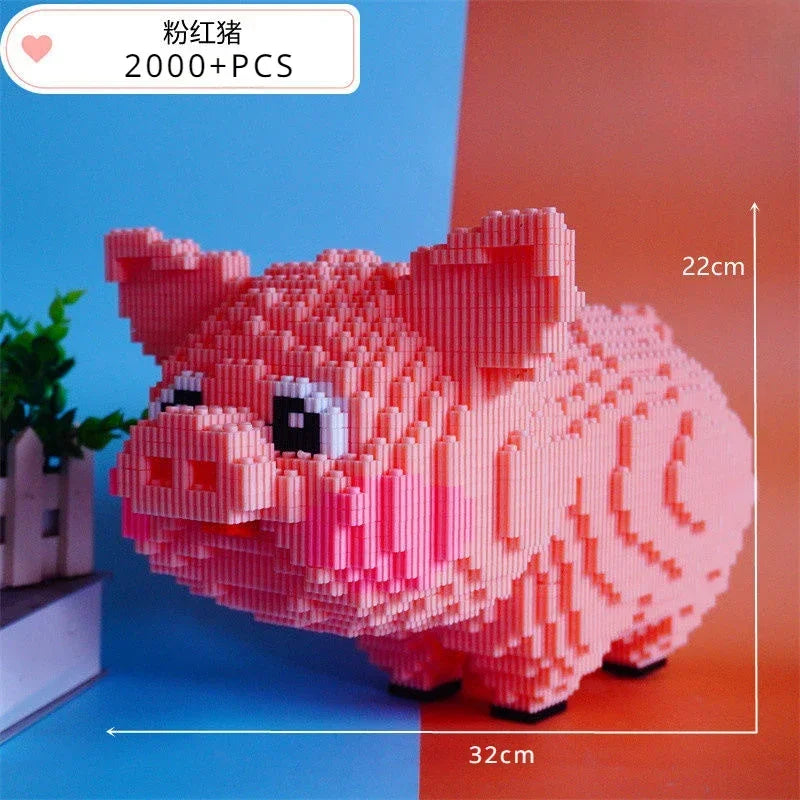 Premium 3D Model DIY Mini Diamond Blocks Building Toy Animal World Pink Smile Pig For Kids Gift - ToylandEU