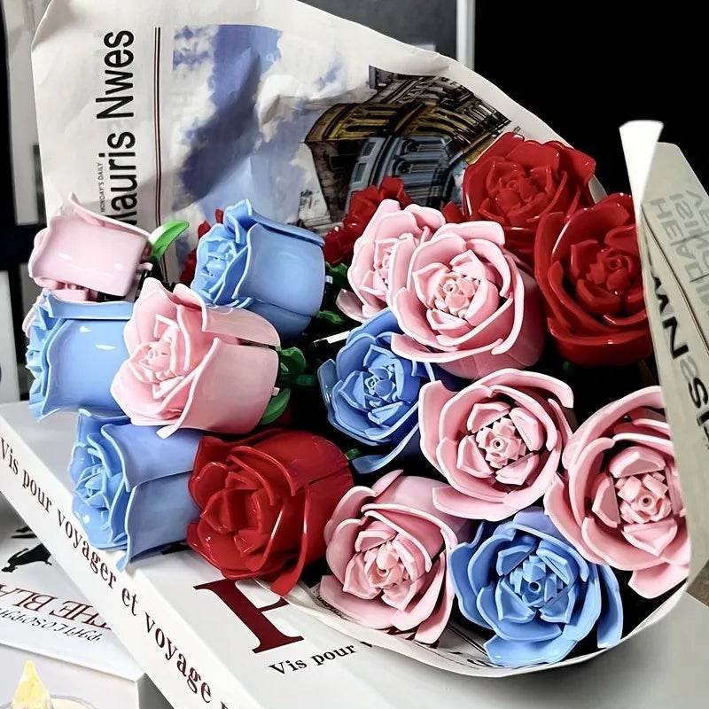 Premium 3D Rose Building Blocks DIY Flower Valentine Gift - ToylandEU
