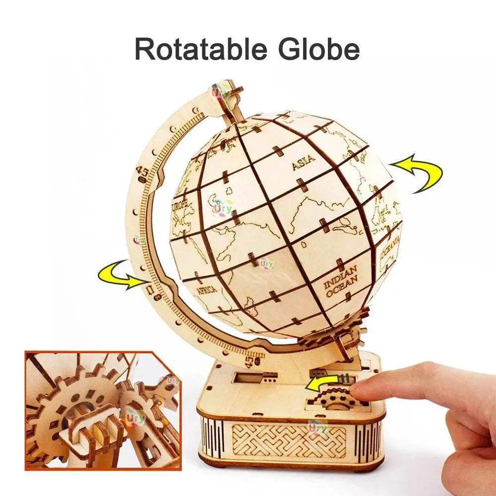 Premium 3D Wooden Puzzle Globe Kit with Rotatable Mechanism for Creative Kids and Adults - ToylandEU