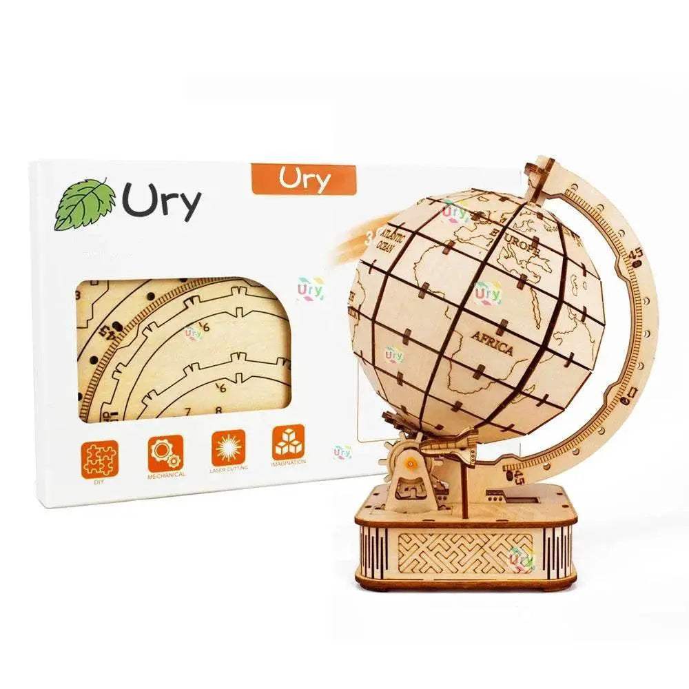 Premium 3D Wooden Puzzle Globe Kit with Rotatable Mechanism for Creative Kids and Adults - ToylandEU