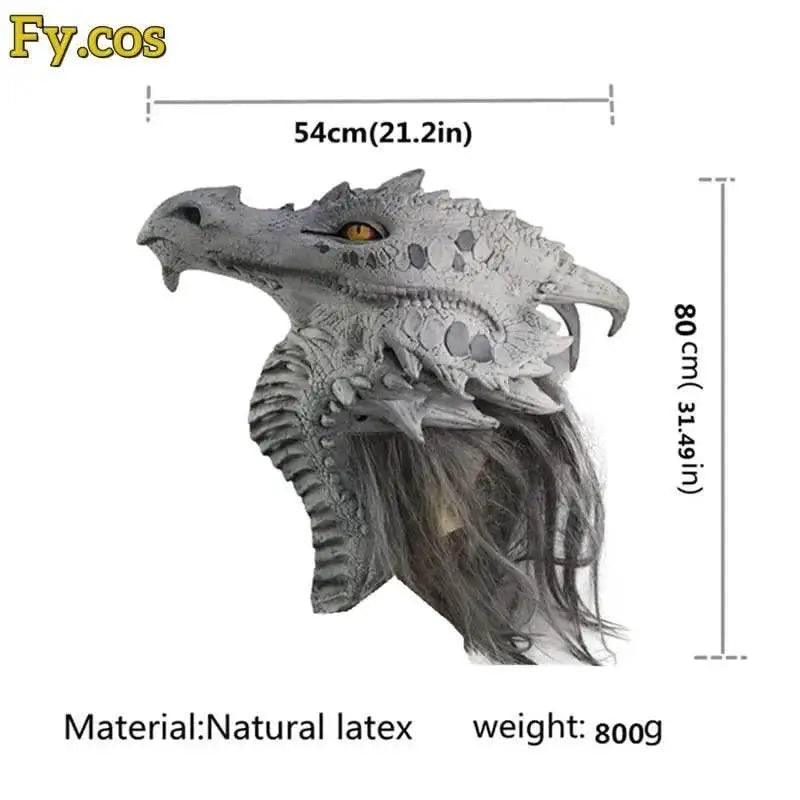  Premium 58cm Latex With Fur Dragon Mask Toyland EU -  ToylandEU™