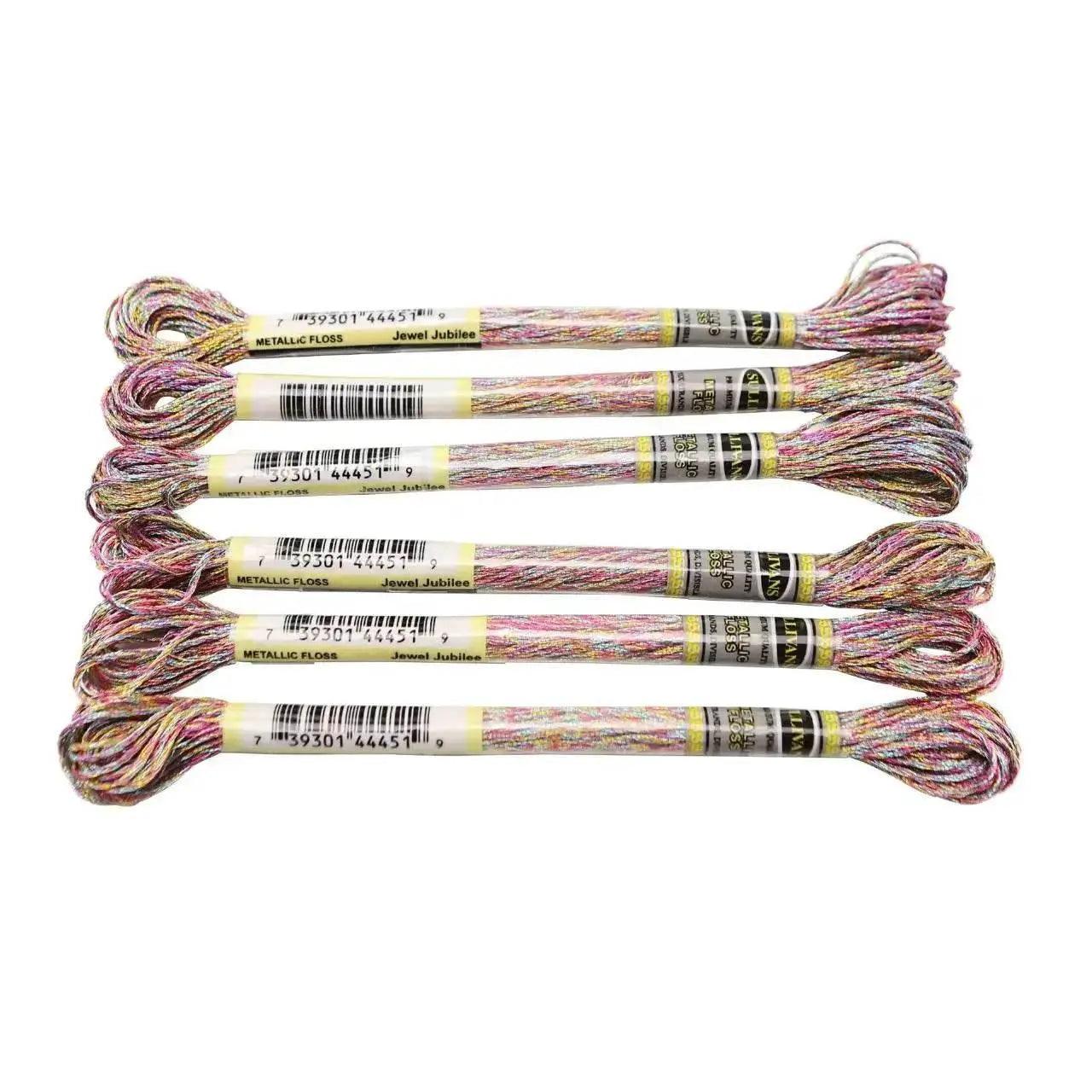  Premium 6-Pack Pearlescent High Gloss Metallic Embroidery Thread for Cross Stitch - 8 Meters Each, 6 Strands -  ToylandEU™