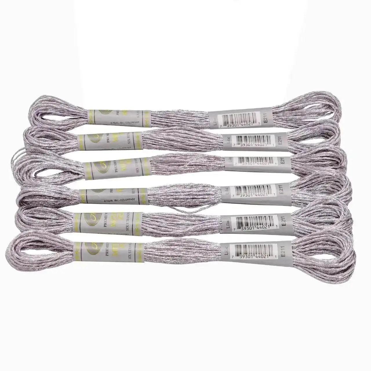  Premium 6-Pack Pearlescent High Gloss Metallic Embroidery Thread for Cross Stitch - 8 Meters Each, 6 Strands -  ToylandEU™
