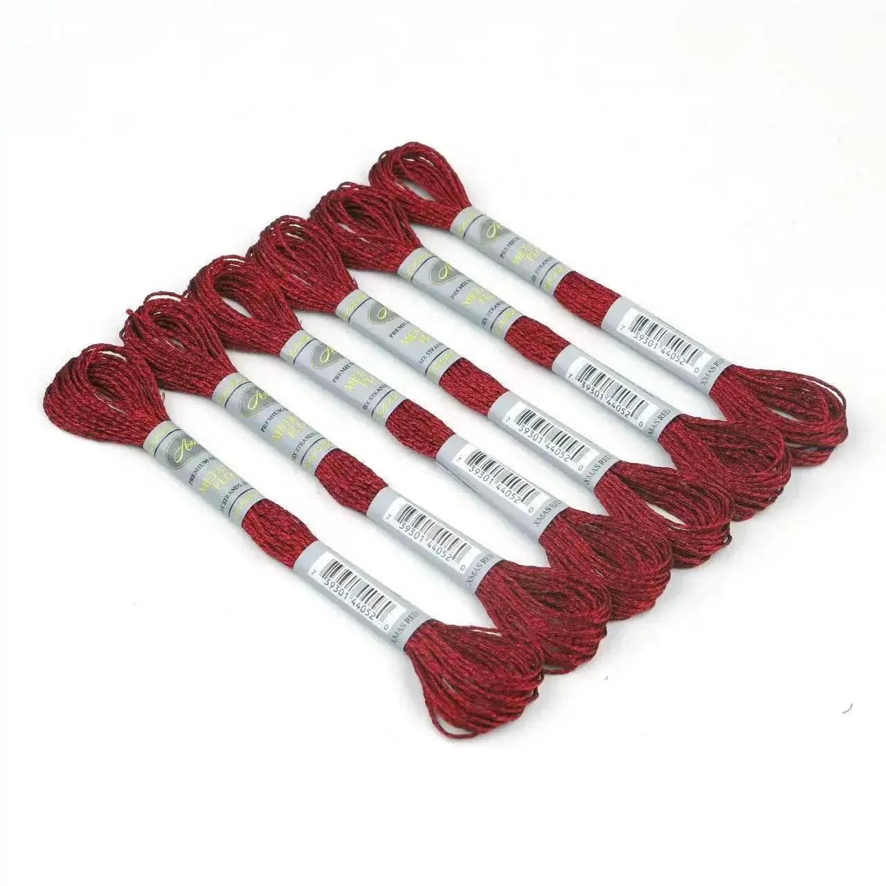  Premium 6-Pack Pearlescent High Gloss Metallic Embroidery Thread for Cross Stitch - 8 Meters Each, 6 Strands -  ToylandEU™