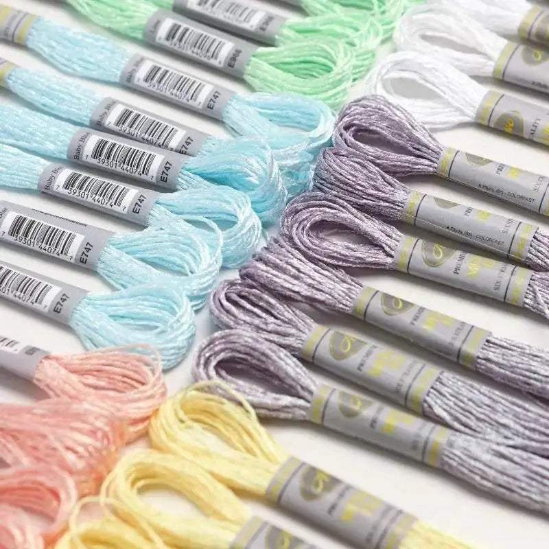 Premium 6-Pack Pearlescent High Gloss Metallic Embroidery Thread for Cross Stitch - 8 Meters Each, 6 Strands - ToylandEU
