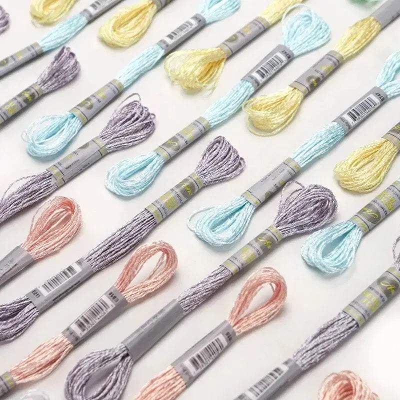 Premium 6-Pack Pearlescent High Gloss Metallic Embroidery Thread for Cross Stitch - 8 Meters Each, 6 Strands - ToylandEU