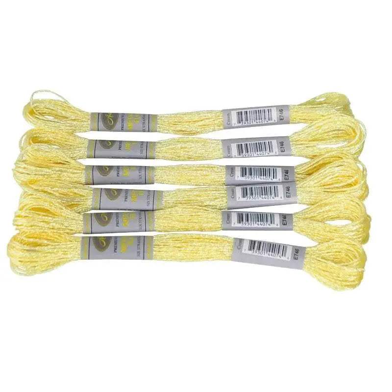 Premium 6-Pack Pearlescent High Gloss Metallic Embroidery Thread for Cross Stitch - 8 Meters Each, 6 Strands - ToylandEU