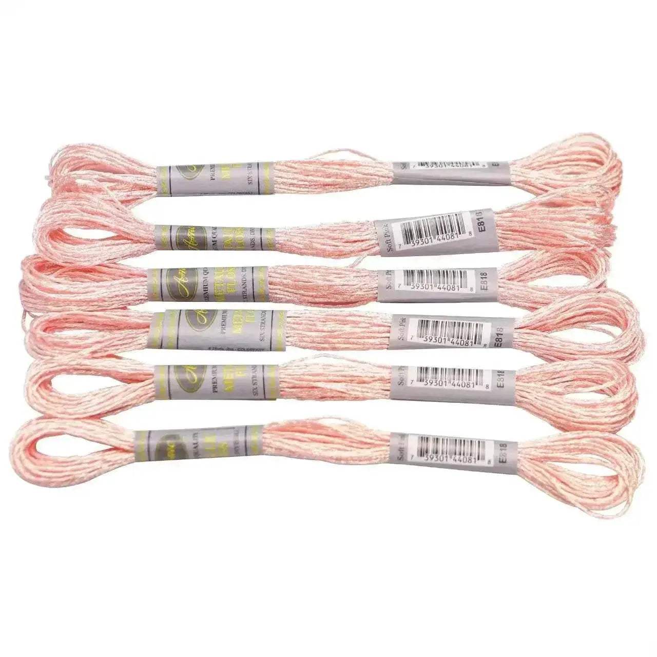 Premium 6-Pack Pearlescent High Gloss Metallic Embroidery Thread for Cross Stitch - 8 Meters Each, 6 Strands - ToylandEU