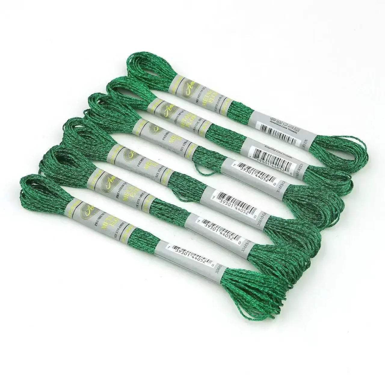 Premium 6-Pack Pearlescent High Gloss Metallic Embroidery Thread for Cross Stitch - 8 Meters Each, 6 Strands - ToylandEU