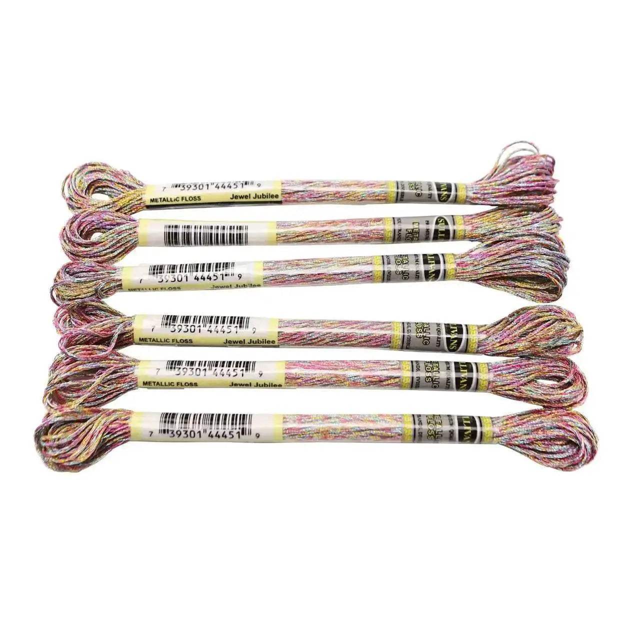 Premium 6-Pack Pearlescent High Gloss Metallic Embroidery Thread for Cross Stitch - 8 Meters Each, 6 Strands - ToylandEU