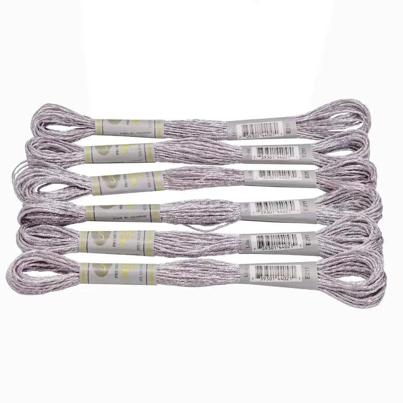 Premium 6-Pack Pearlescent High Gloss Metallic Embroidery Thread for Cross Stitch - 8 Meters Each, 6 Strands - ToylandEU