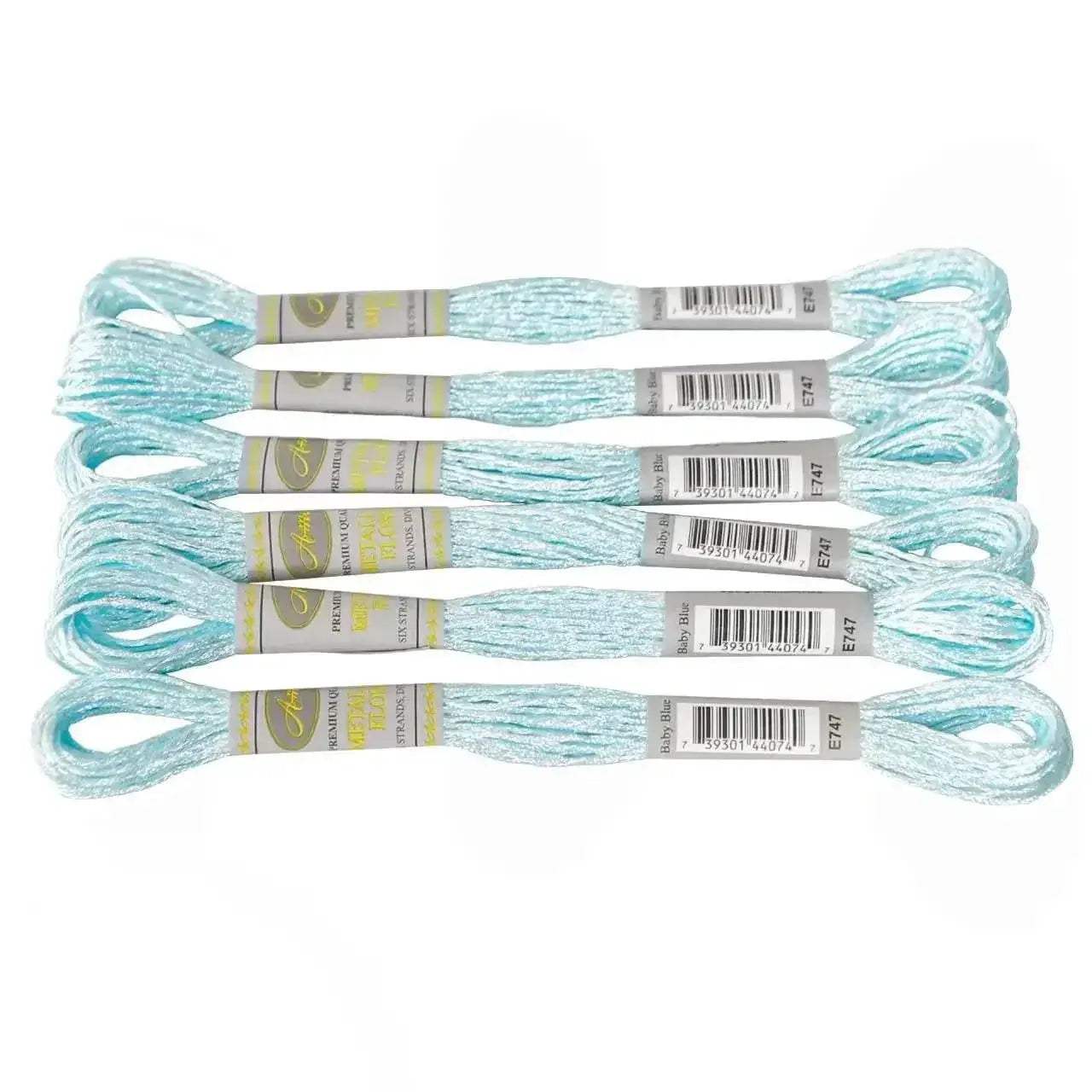Premium 6-Pack Pearlescent High Gloss Metallic Embroidery Thread for Cross Stitch - 8 Meters Each, 6 Strands - ToylandEU