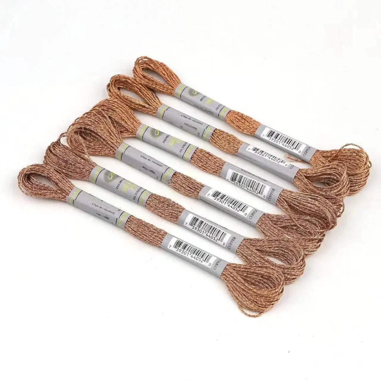 Premium 6-Pack Pearlescent High Gloss Metallic Embroidery Thread for Cross Stitch - 8 Meters Each, 6 Strands - ToylandEU