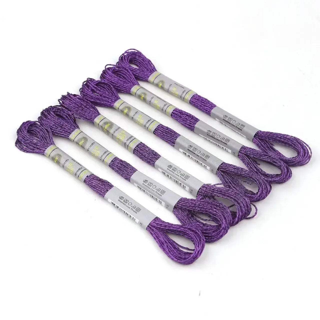 Premium 6-Pack Pearlescent High Gloss Metallic Embroidery Thread for Cross Stitch - 8 Meters Each, 6 Strands - ToylandEU