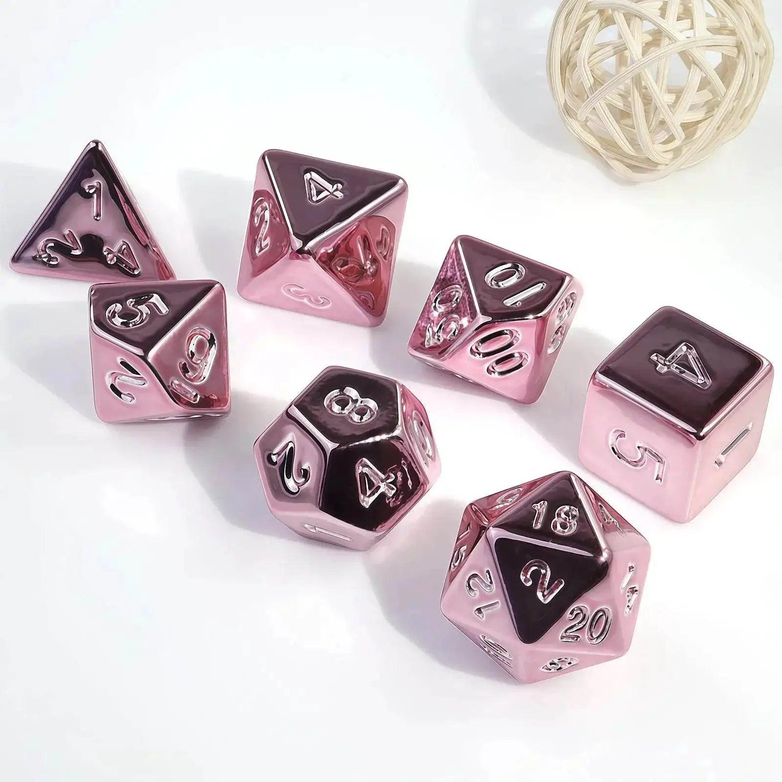  Premium 7 Piece Polyhedral Dice Set with Pink Finish -  ToylandEU™