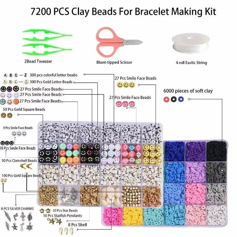 Premium 7200Pcs Clay Beads Kit Non Toxic For Beginners - ToylandEU