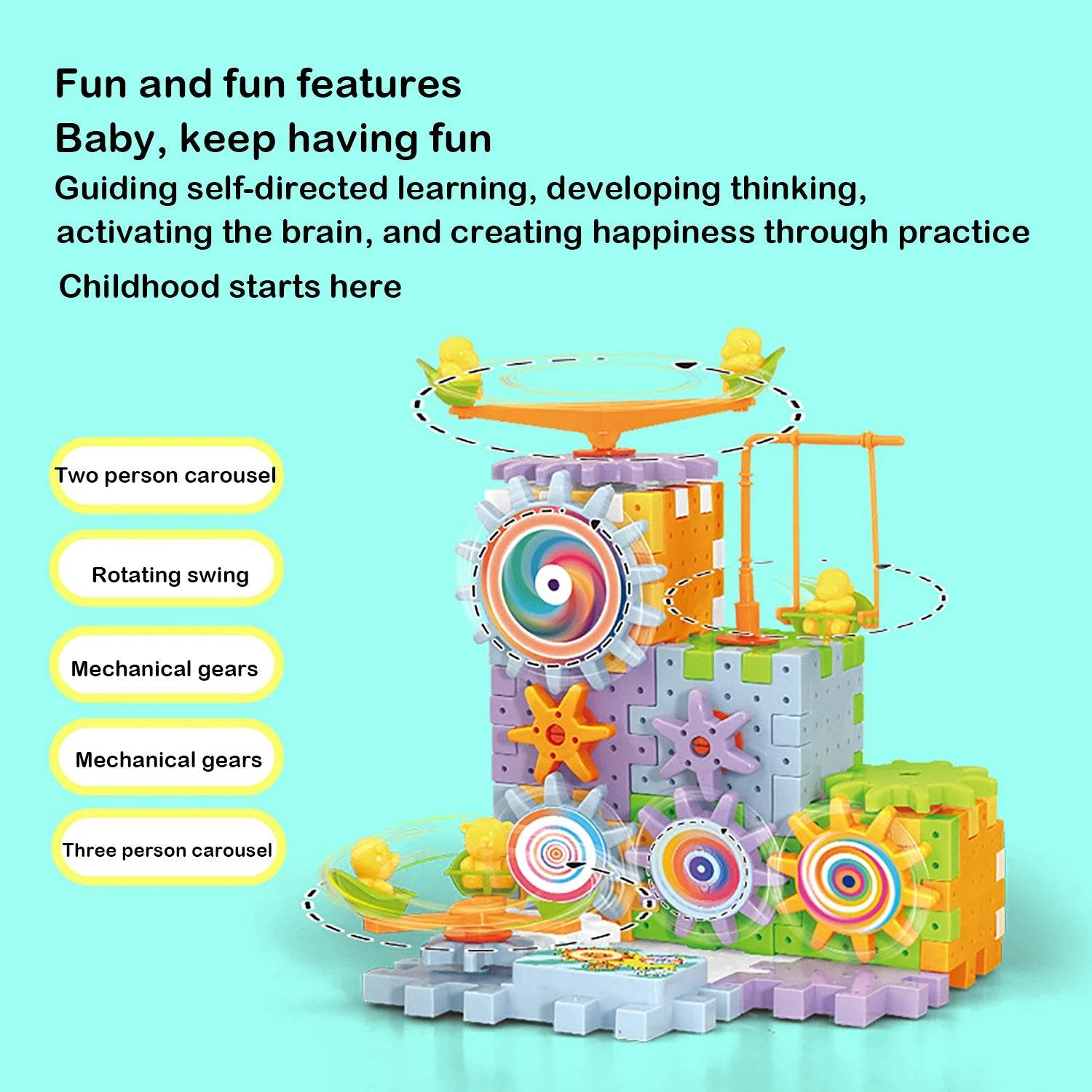 Premium 83Pcs Building Blocks Set Rotatable Colors For Kids - ToylandEU