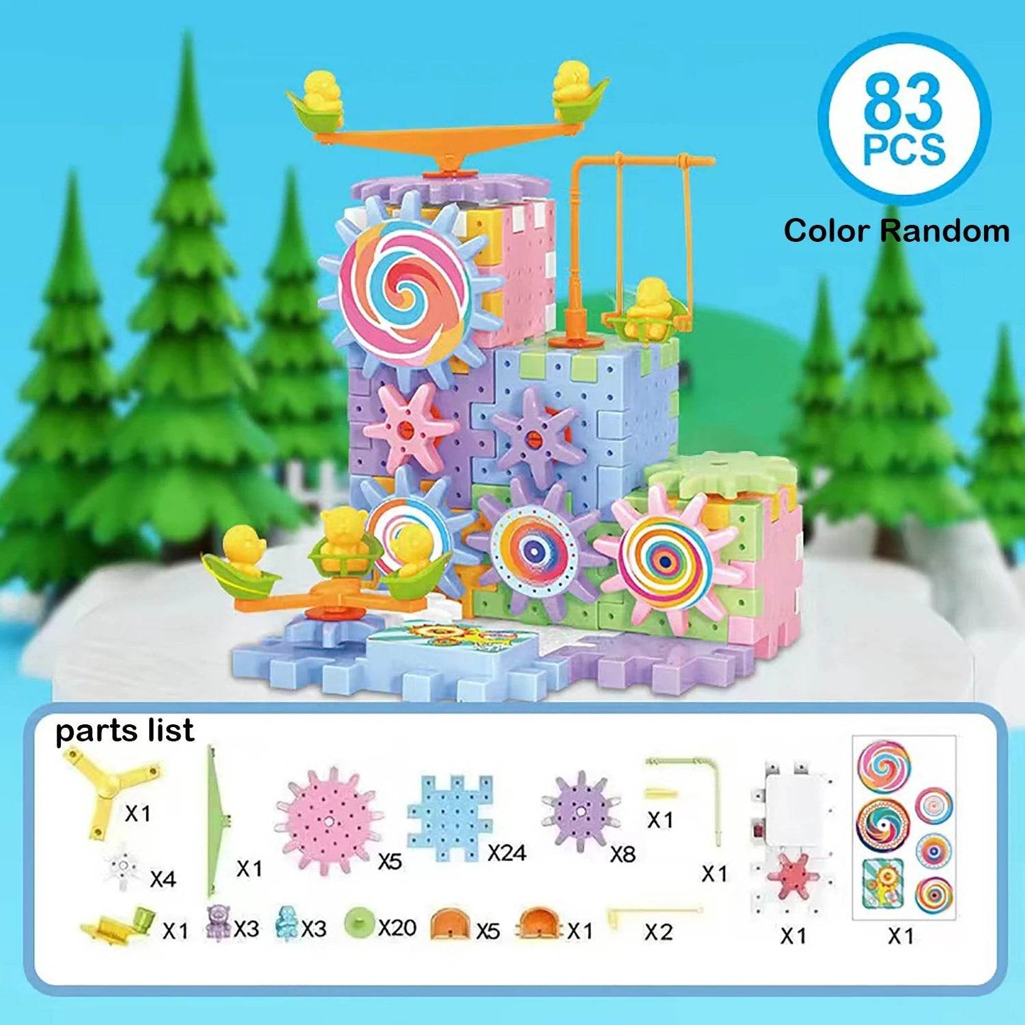 Premium 83Pcs Building Blocks Set Rotatable Colors For Kids - ToylandEU
