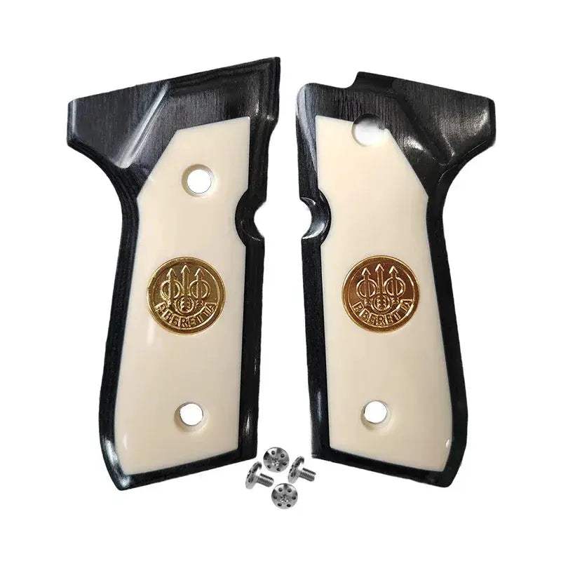 Premium 92 FS Grips Bonded Ivory Inlay With Gold Medallion - ToylandEU
