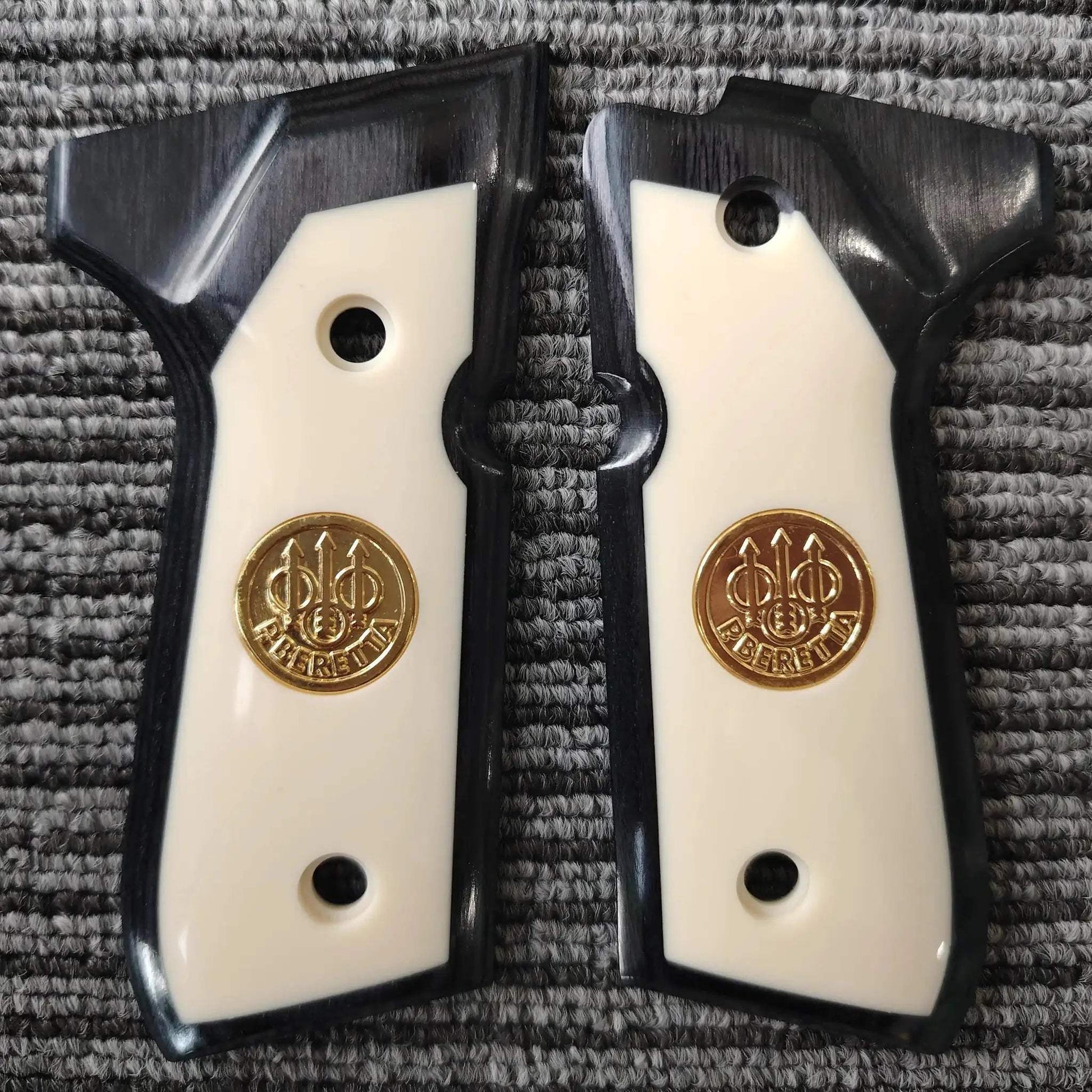 Premium 92 FS Grips Bonded Ivory Inlay With Gold Medallion - ToylandEU