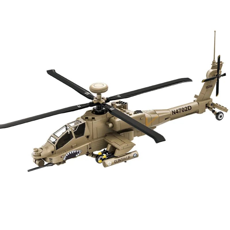 Premium Aircraft Model Building Blocks AH 64 Apache Helicopter 255 Pieces For Aviation Enthusiasts - ToylandEU