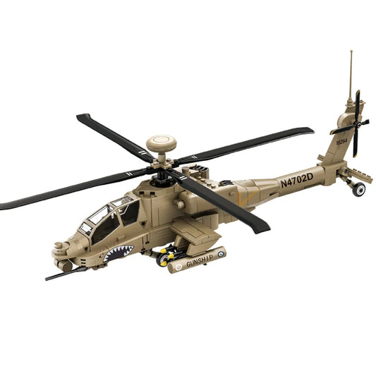 Premium Aircraft Model Building Blocks AH 64 Apache Helicopter 255 Pieces For Aviation Enthusiasts - ToylandEU