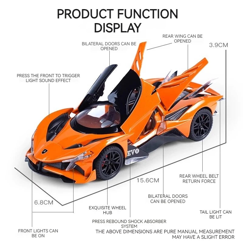 Premium Alloy Diecast Car One To Thirty Two Scale With Sound And Light Pull Back For Adult Collectors - ToylandEU