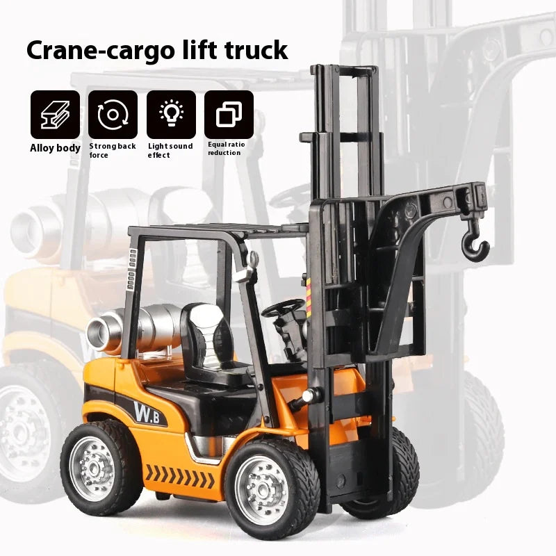 Premium Alloy Diecast Construction Crane And Warehouse Forklift Model With Sound And Light For Boys - ToylandEU