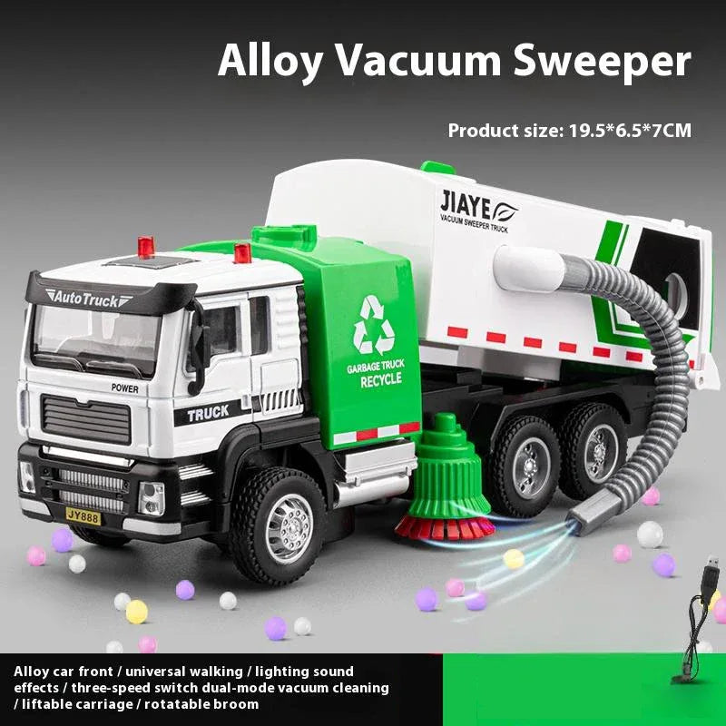 Premium Alloy Diecast Truck Vacuum Cleaning Sound And Light For Kids - ToylandEU