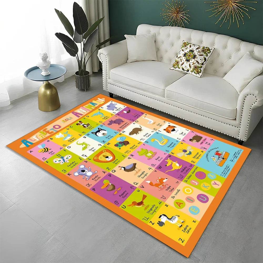 Premium Alphabet Rug Non Slip Cartoon Design For Playrooms - ToylandEU