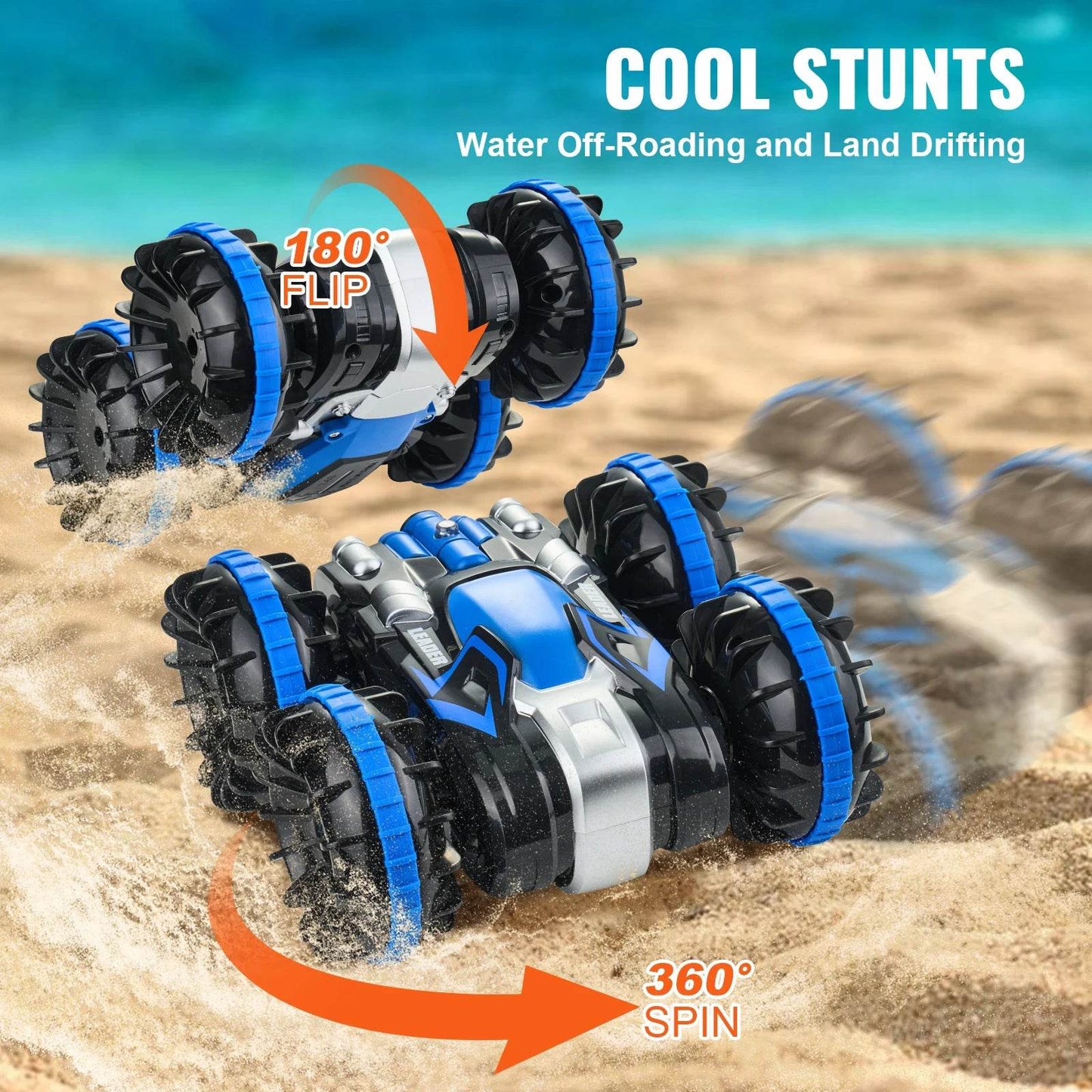 Premium Amphibious RC Car 360 Degree Rotating Stunt Kids - ToylandEU