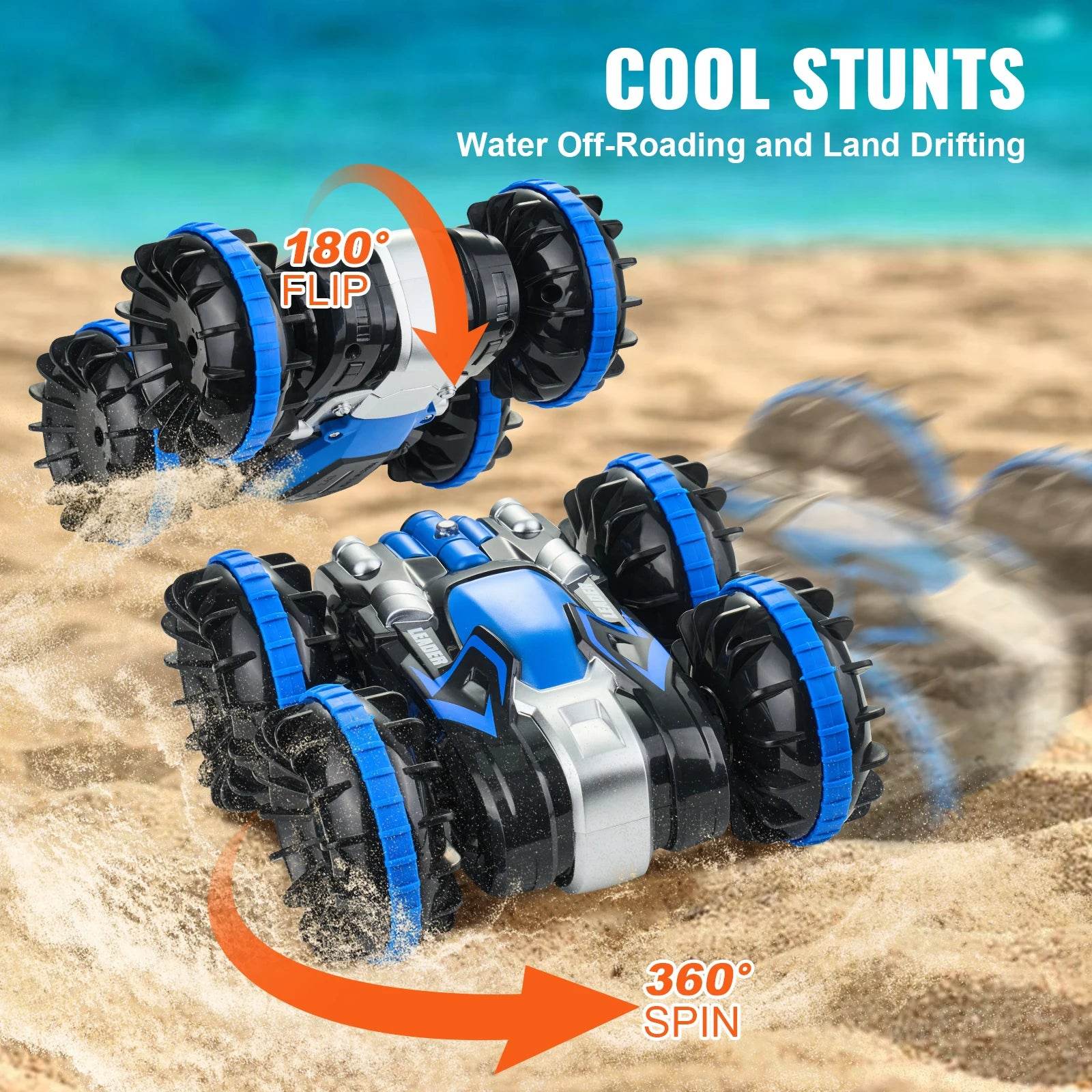 Premium Amphibious RC Car 360 Degree Rotating Stunt Kids - ToylandEU