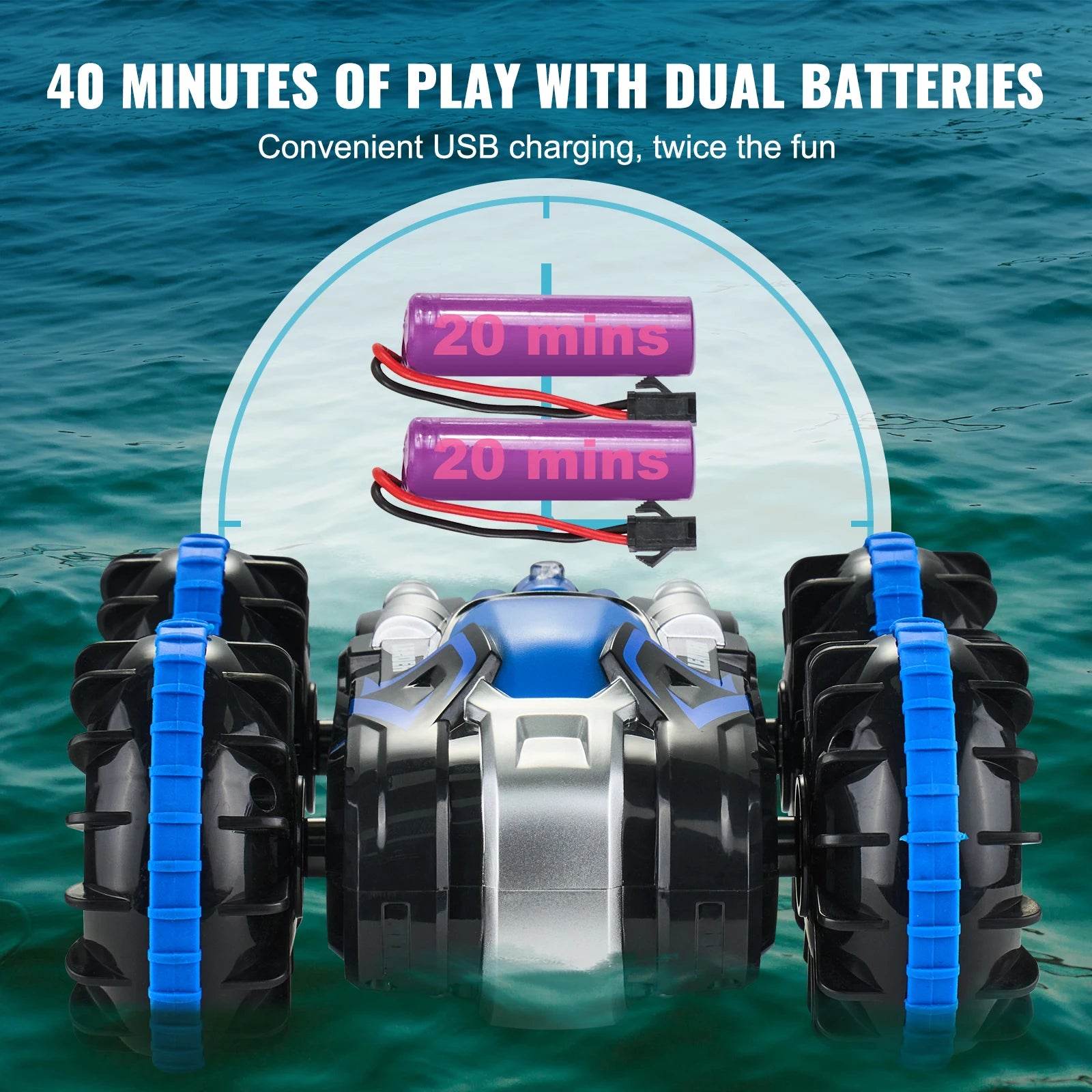 Premium Amphibious RC Car 360 Degree Rotating Stunt Kids - ToylandEU