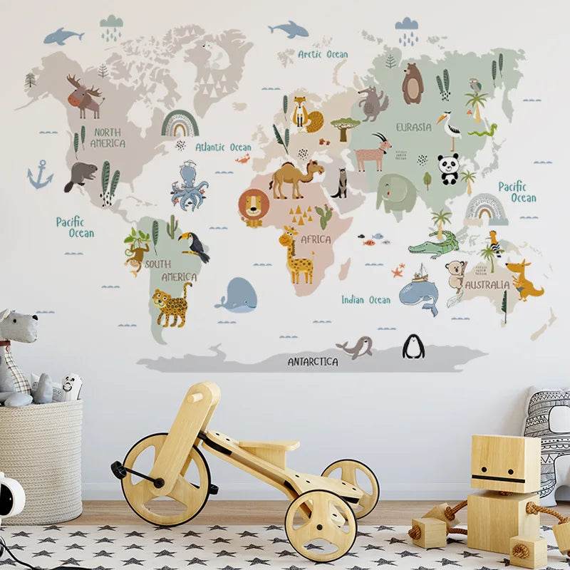 Premium Animal Map Stickers Cartoon Self Adhesive Kids - ToylandEU