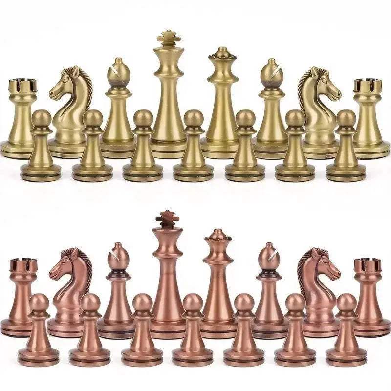 Premium Antique Bronze Chess Set with Foldable Solid Wood Box for Enthusiasts and Gift Giving - ToylandEU