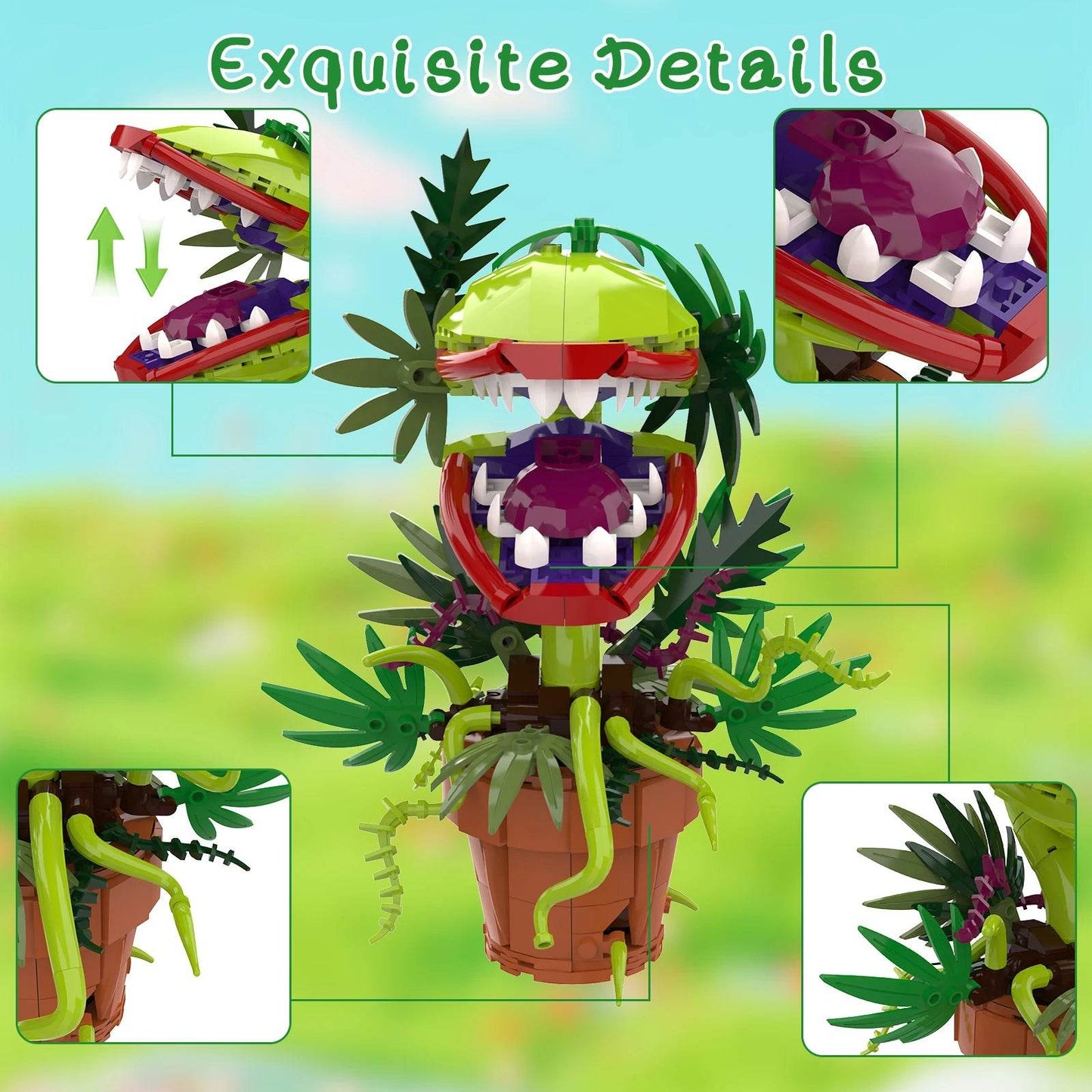 Premium Audrey II Piranha Plant Blocks & Bricks Set For Fans 327 Pieces - ToylandEU