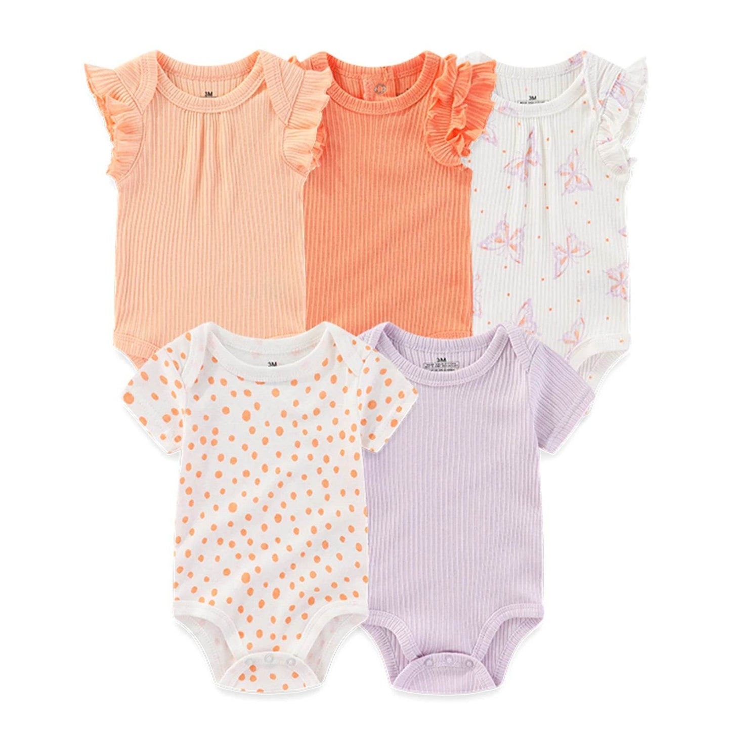 Premium Baby Bodysuits Five Pack Cartoon Print Four Seasons Short Sleeve Unisex Newborn Onesies - ToylandEU