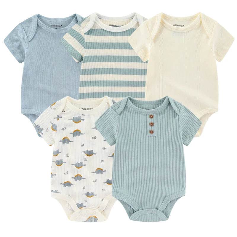 Premium Baby Bodysuits Five Pack Cartoon Print Four Seasons Short Sleeve Unisex Newborn Onesies - ToylandEU