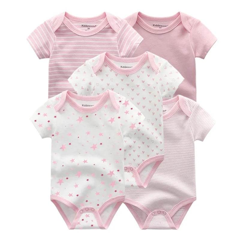 Premium Baby Bodysuits Five Pack Cartoon Print Four Seasons Short Sleeve Unisex Newborn Onesies - ToylandEU