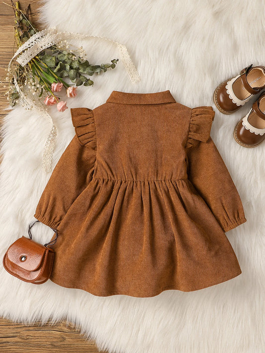 Premium Baby Girl Dress Long Sleeve Turn Down Collar All Seasons - ToylandEU