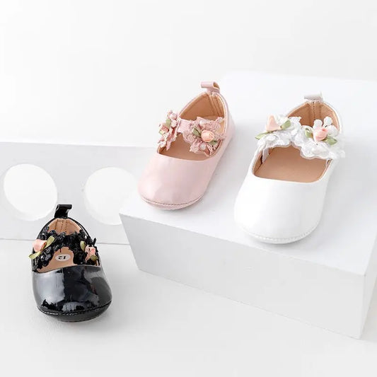 Premium Baby Girl Shoes Flower Mary Jane Style Anti Slip Sole For New Walkers - ToylandEU
